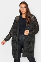 yours cardigan de ganchillo negro con detalles metalizados mujer curvy y tallas grandes yours