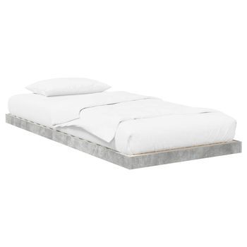 Cama Individual | Cama Para Adulto | Estructura De Cama De Suelo Gris Concreto 80 X 200 Cm