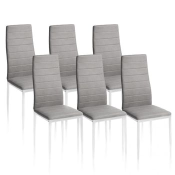 Pack 6 sillas de comedor 39x38 cm metal gris oscuro blanco