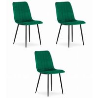 set de 3 silla de comedor tela de terciopelo valora jewa asiento de terciopelo verde oscuro