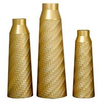 set de 3 jarrones - decoracion para salon - metal - dorado y blanco 6151435cm