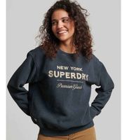 superdry para mujer w2011991a sudadera con logotipo metalizado luxe negro xs casual deportivo gris algodon