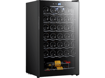 Vinoteca - Cecotec Bolero GrandSommelier 34030 Black Compressor, Compresor, Capacidad 34 botellas, Temperatura regulable, Luz LED interior,