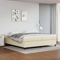 cama matrimonial  cama para adultos  estructura de cama box spring cuero sintetico crema 200x200 cm cfw588120