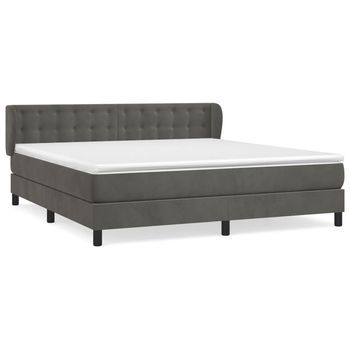 Cama Tapizada 203x183x88 Cm Terciopelo - Gris