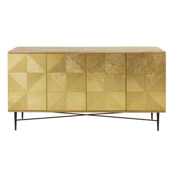 Aparador de mango macizo y metal dorado de 160 cm