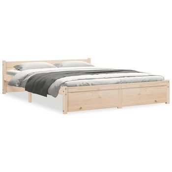 Estructura De Cama Sin Colchón Madera Maciza 140x190 Cm Vidaxl