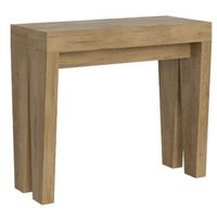 consola extensible de madera clara 8 personas 40 a 196 cm sambo-soporte 2 pies