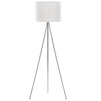 Lámpara De Pie De Metal Cromado 148 Cm Trípode Pantalla De Tela Blanca Vistula