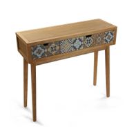 consola recibidor con 2 cajones en madera de pino gris