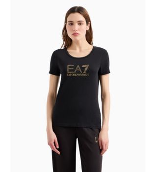 EA7 para mujer. 8NTT67_TJDQZ Camiseta con maxilogotipo Evolution negro (XL), Casual, Algodón, Manga corta