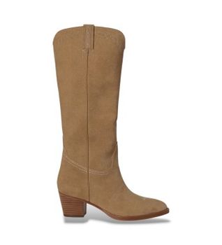 Lauren Ralph Lauren para mujer. 802P12042001 Botas altas Harpher de ante beige (37), Piel, 3 a 5cm, Ninguno, Casual