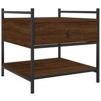 mesa de centro 50x50x50 cm madera y metal trabajados - marron