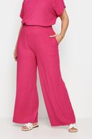 yours pantalones rosas anchos textura rugosa mujer curvy y tallas grandes yours