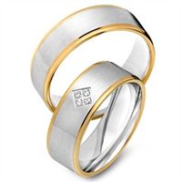 alianzas 8 quilates oro amarillo-blanco 4 diamantes