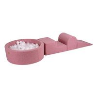 meowbaby parque infantil de espuma con piscina de bolas boucle rosa  blancotransparente 200 pcs