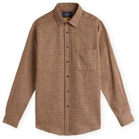 portuguese flannel camisa manga larga abstract pied poule shirt - brown para hombre