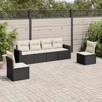 conjunto de sofas de jardin 6 uds  mueble jardin mesa y sillas y cojines ratan sintetico negro cfw160087