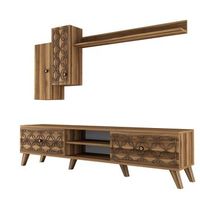 mueble tv con estante class s nogal