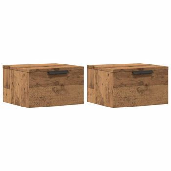 Pack 2 Uds Mesitas De Noche | Armario De Noche | Mesa De Noche De Pared Roble Artisan 34x30x20 Cm