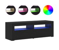 mueble tv - mesa de tv con luces led roble negro 120x35x40 cm