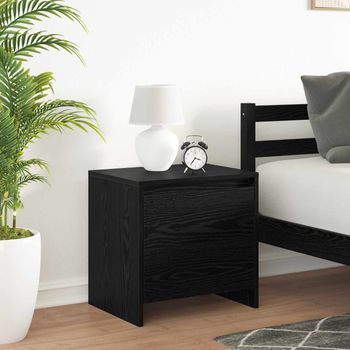 Mesa De Noche - Mueble Para Dormitorio - Madera De Ingeniería - Roble Negro (45x34x44.5cm)