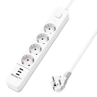 aigostar regleta alargador de 4 enchufes con cable de 3 metros e interruptor de 3 usb
