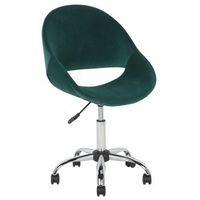 silla de oficina giratoria verde esmeralda con tapizado de terciopelo con base plateada altura ajustable selma