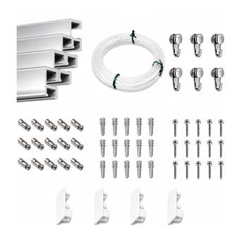 Eurohang Pack Colgar Cuadros Sin Agujeros 6m Guías Aluminio Plata Mate Con 6 Colgadores Rm Nylon, Cuelga Cuadros Sin Clavos Hogar Oficina