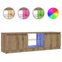 mueble de tv luces led madera roble artisan 120x30x36 cm vidaxl