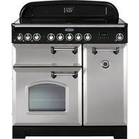 rangemaster classic deluxe 90 electric ceramic range cooker - royal pearl  chrome