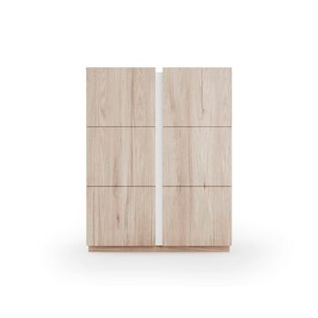 Zapatero melamina roble claro detalle blanco 122x95x35 cm
