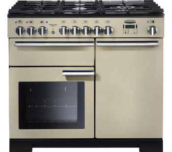 RANGEMASTER Professional Deluxe 100 Dual Fuel Range Cooker - Cream & Chrome, Cream