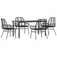 juego de comedor jardin 5 uds ratan sintetico vidrio negro cfw775009
