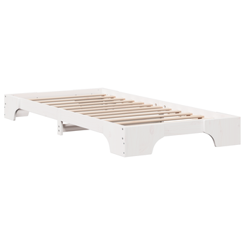 Cama Individual | Estructura De Cama Blanca Madera Sólida De Pino 75 X 190 Cm Cfw29468