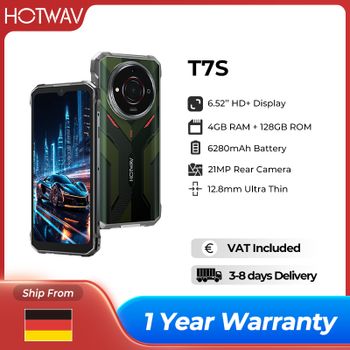 HOTWAV T7S Smartphone resistente Ultra fino 6280mAh batería teléfono móvil 6,52 ''HD + 4GB RAM 128GB ROM 21MP Android 13 teléfono móvil