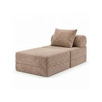 sofa modular 1 lugar  puff  convertibleterciopelo a rayas taupe