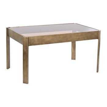 Mesa Centro Metal Cristal 102x62x53 Dorado