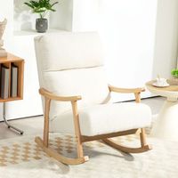 mecedora de poliester espuma caucho homcom 65x90x98 cm crema