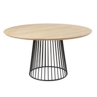 mesa de comedor redonda de mango macizo y acero o140 cm