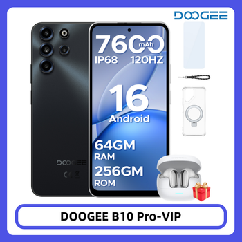 Teléfono Inteligente DOOGEE B10 Pro, 64 GB + 256 GB, Pantalla FHD de 6.63 Pulgadas y 120 Hz, IP68, Helio G100, Batería de 7600 mAh, Cámara de 64 MP, Android 16, NFC
