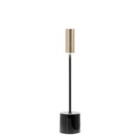 zafferano - lampara de mesa led recargable y tactil carolina - negro brillante y laton cepillado