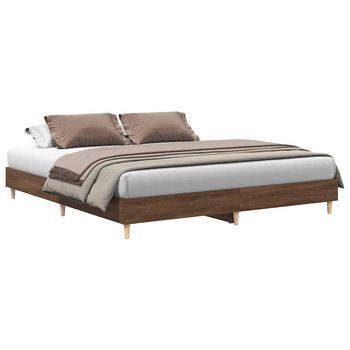 Estructura De Cama Sin Colchón Marrón Roble 200x200 Cm