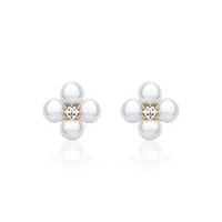 pendientes perla flor de plata 925 banados en oro