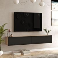 mueble tv lapinlahti suspendido 180x32x30 cm - efecto roblenegro encasa