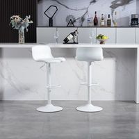 set de 2 taburetes de bar - mueble de cocina - metal y plastico - blanco 43x44x80cm