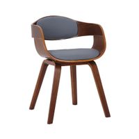 silla de madera con asiento en simil cuero nogalgris