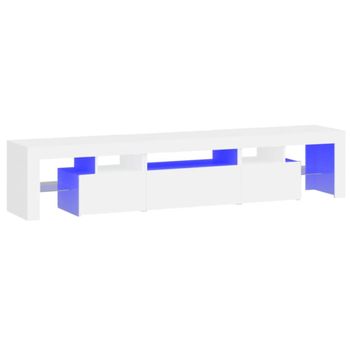 Mueble tv con luces led madera blanco 200x36,5x40 cm