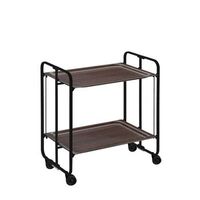 carrito auxiliar con ruedas bahuaus armazon negro 2 bandejas color wengue