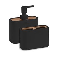 set de accesorios de bano 2 pzas alisso negro bambu y resina